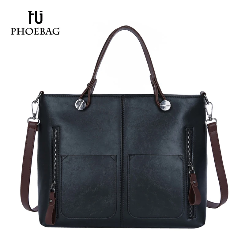 

HJPHOEBAG Women bags Solid zipper luxury handbags for girls Ladies hard black PU leather shoulder bags bolsa feminine XB-810