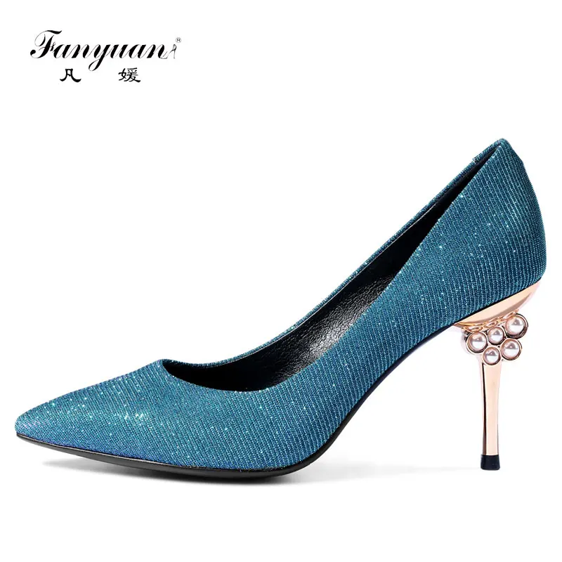 

Fanyuan Women pumps Sexy Pointed toe Metal high heels shoes woman Spring Summer Women party wedding shoes High heels Zapatos