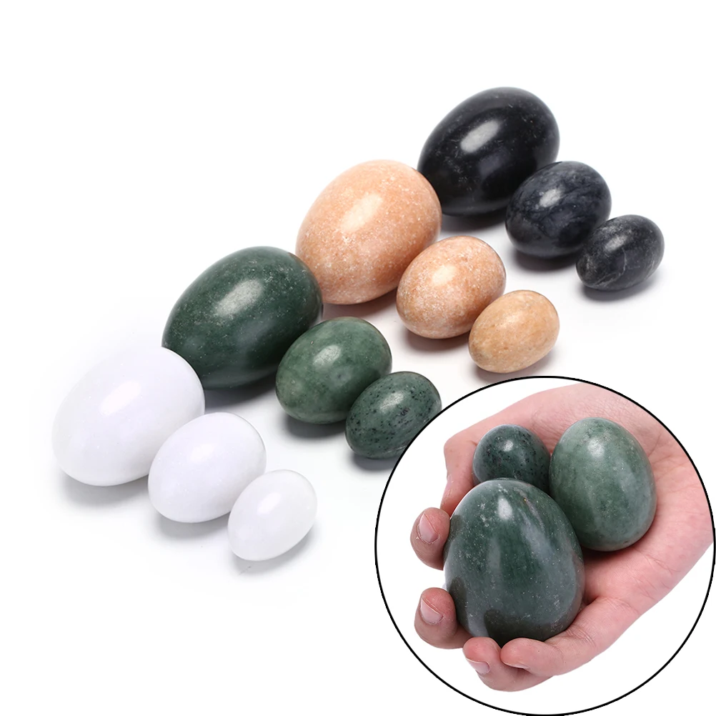 Natural Jade Egg Crystal Sphere For Kegel Exercise Pelvic Floor Muscle Vaginal Exercise Ben Wa Ball Quartz Yoni Egg 3pcs/set