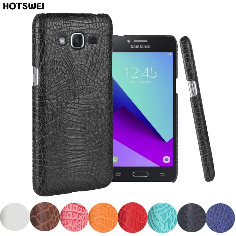 J2 Prime Case For Samsung Galaxy Luxury Crocodile Grain PU Leather Slim Hard Full Back Bag Cover |