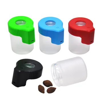 

HORNET Plastic&Glass Light-Up LED Air Tight Storage Magnifying Jar Viewing Container 155ML Multi-Use Plastic Pill Box Bottle