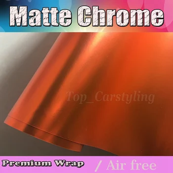 

Luxury Orange Satin Chrome Vinyl Car Wrap Film For Vehicle Covering With Air bubble free 1.52x20m/Roll