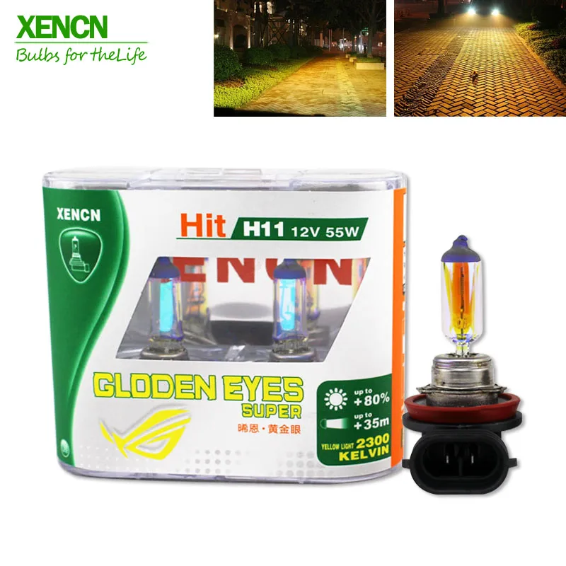 XENCN H11 12V 55W PGJ19 2 2300K Golden Eyes Super Yellow Light Halogen E1 DOT Car