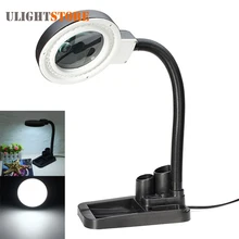 Crafts Glass Lens LED Desk Magnifier Lamp Light 5X 10X Magnifying Desktop Loupe Repair Tools with 40 LEDs Stand