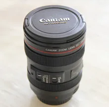 Nueva emulación de cámara lente taza de café taza de cerveza taza de vino con tapa de plástico negro y logo caniam tazas tazas de café