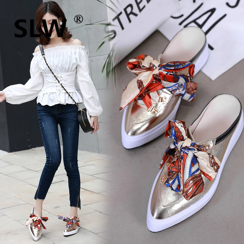

Slippers Platform Slides Med Shoes Women Cover Toe On A Wedge Shallow Sliders Soft Flat 2019 Pointed Rubber Wedges