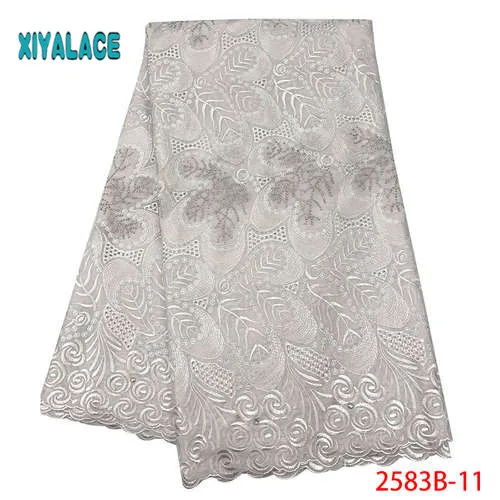 Африканская кружевная ткань, Высококачественная кружевная вуаль, кружевная ткань нового дизайна, швейцарская вуаль, кружевная швейцарская вуаль с камнями, YA2583B-1 - Цвет: 2583B-11