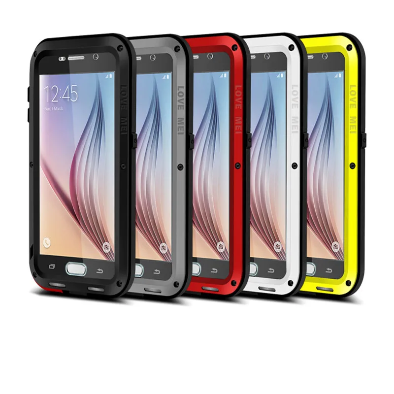 

LOVE MEI Aluminum Metal Case For Samsung Galaxy S6 Cover Armor Shockproof Waterproof Case For Galaxy S6 G9200 G920 G920F Coque