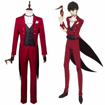 

Persona 5 P5 Joker Akira Kurusu Cosplay Costume Masquerade Party Ren Amamiya Red Uniform Suit Halloween Carnival Costume Custom