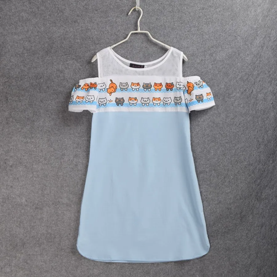 Girls Kawaii T shirt Dress Anime Cat 