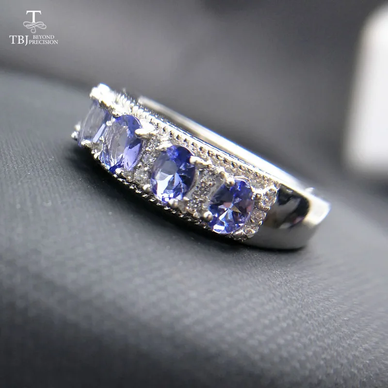 TBJ, натуральный хороший цвет 1.1ct Синий танзанит драгоценный камень леди кольцо из стерлингового серебра 925 ювелирные украшения для девочек лучший подарок с коробкой