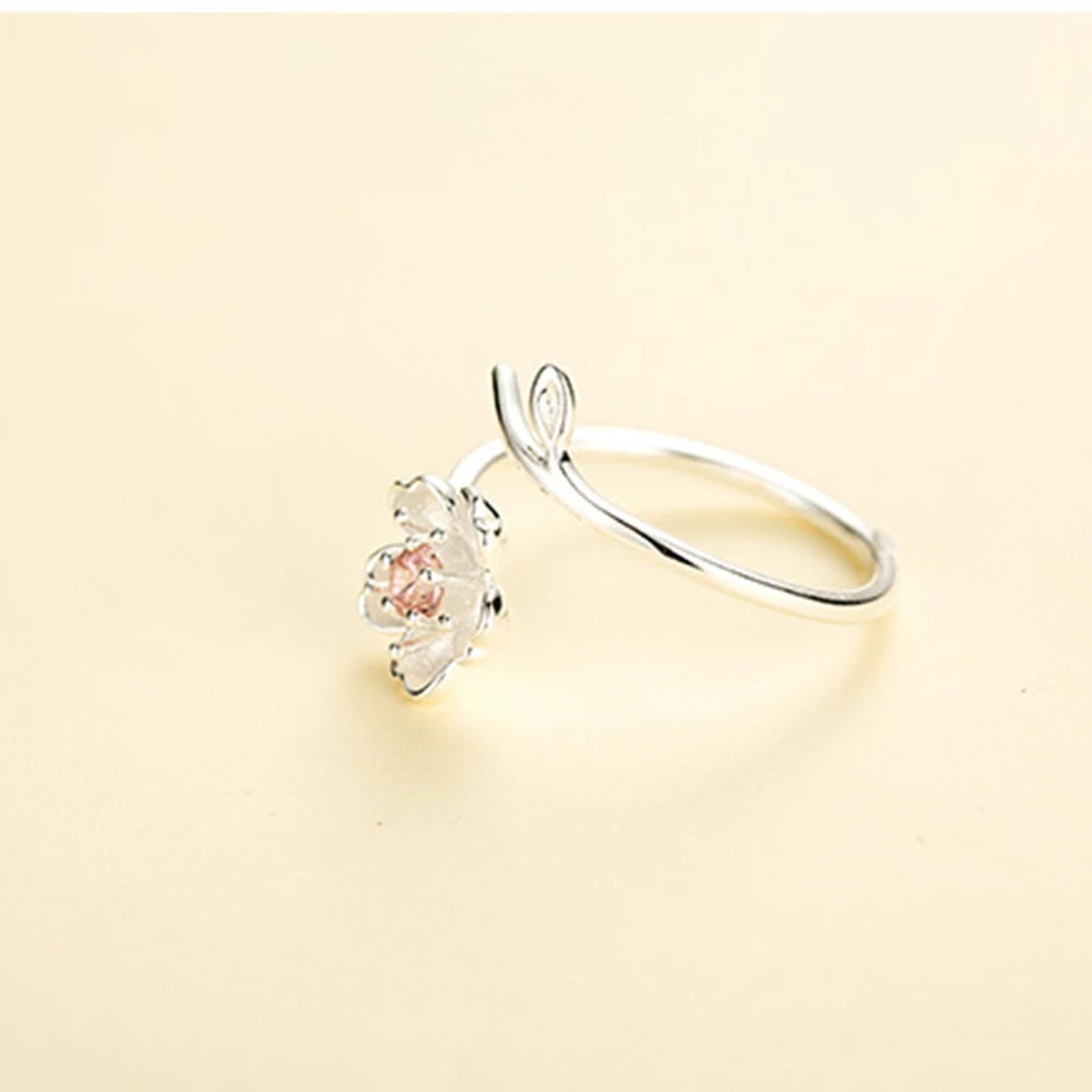 XIYANIKE 925 Sterling Silver Ring Female Cherry Blossoms Rings For Women 2017 Simple And Fresh Personality Wedding Rings VRS2280