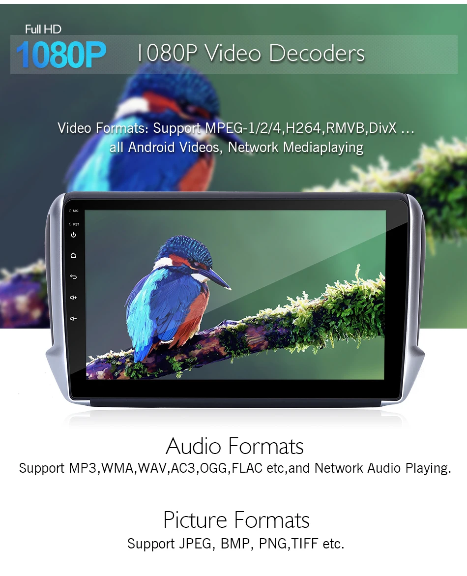 Sale 10.1" Android 8.1 Car Multimedia Player GPS for Peugeot 2008 208 2013 2014-2016 radio stereo navigation Peugeot10TKF22L 13