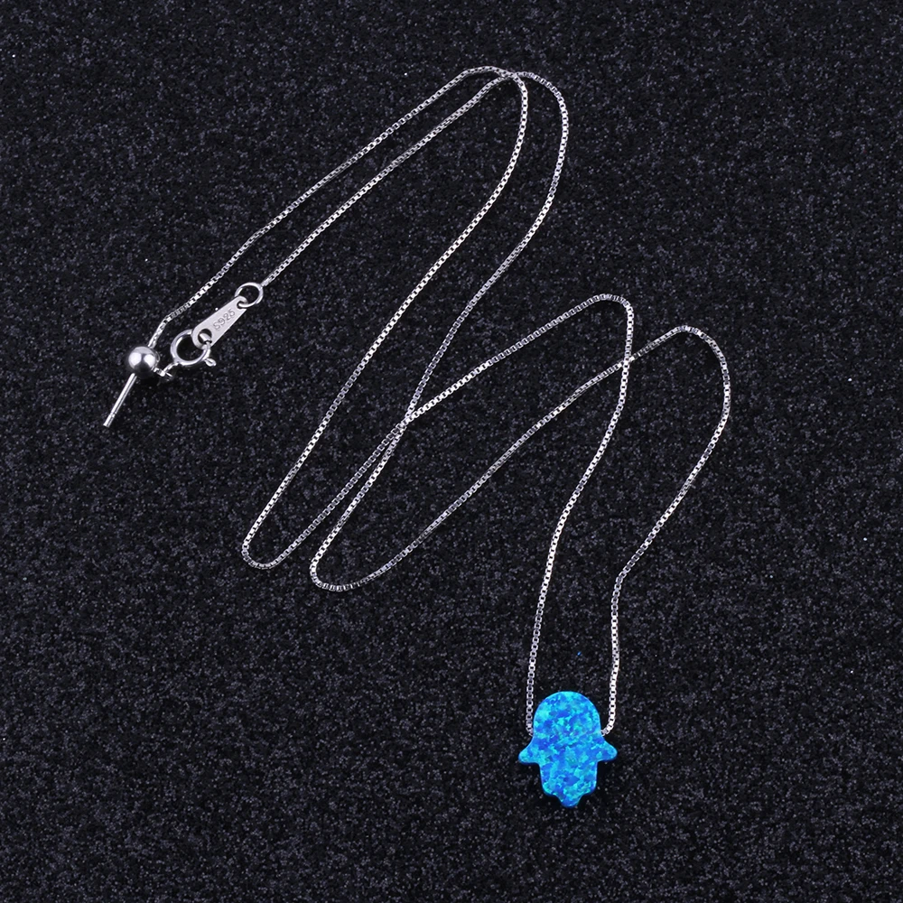 Модное ожерелье Hamsa из серебра 925 пробы с опалом 78 цветов 11 х13 мм|hamsa necklace|silver