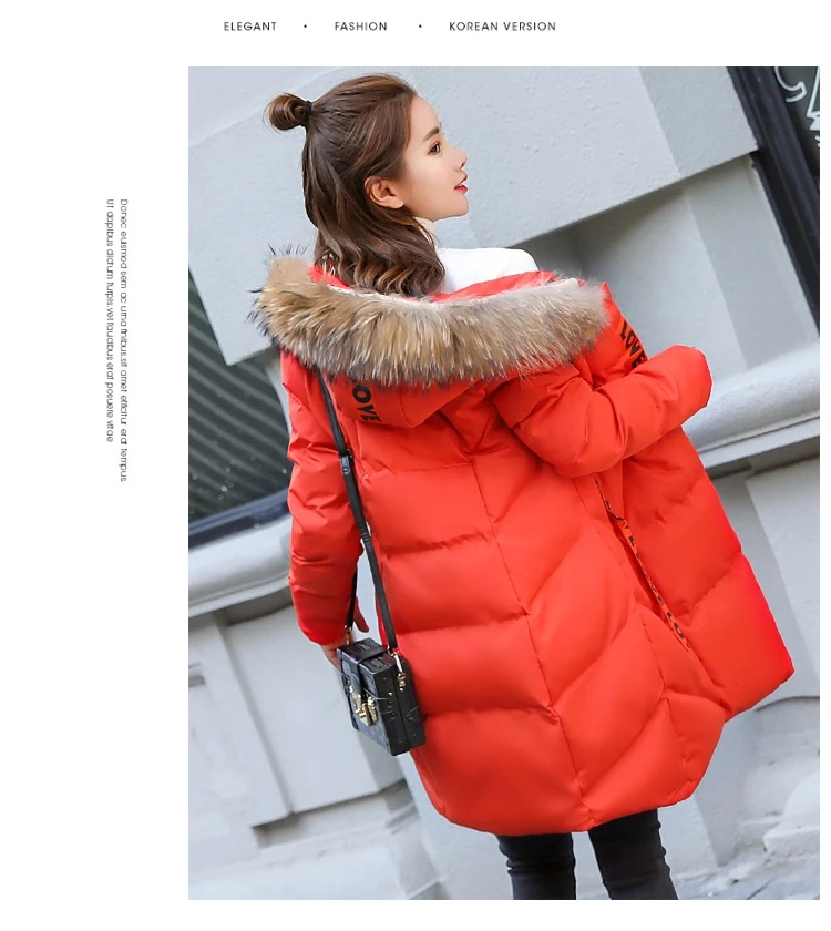 Winter Jacket Women Medium  Long Section Down Cotton Clothing Winter Woman Coats 2018 Big Fur Collar Women's Winter Jacket (3)