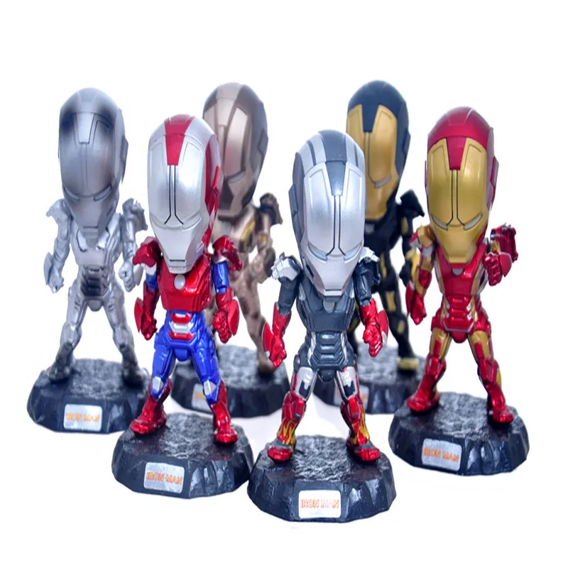  The Avengers Superheros Iron Man PVC Action Figure 6pcs/set Iron Prtriot MK42 43 22 24 2 Action Figures Toys 10cm SHAF057