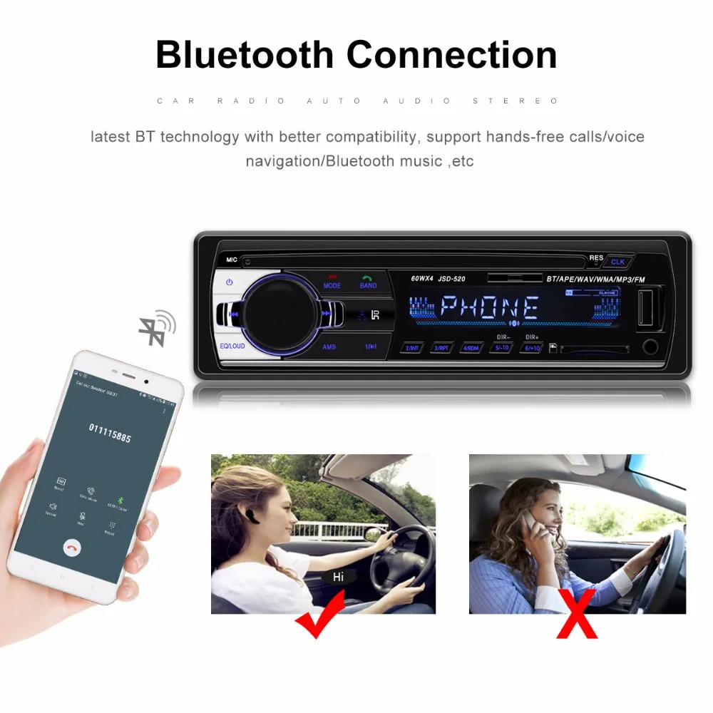 

Auto radio Car Radio 1 din Stereo car radios Receiver MP3 multimedia Player Car auto electronics JSD-520