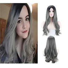 Web Celebrity Women Lady Sexy Gradient Gray Party Wigs Long Curly Hair Mixed Colors Synthetic Wig Peluca Gift Dropshipping Web Celebrity Women Lady Sexy Gradient Gray Party Wigs Long Curly Hair Mixed Colors Synthetic Wig Peluca Gift Dropshipping