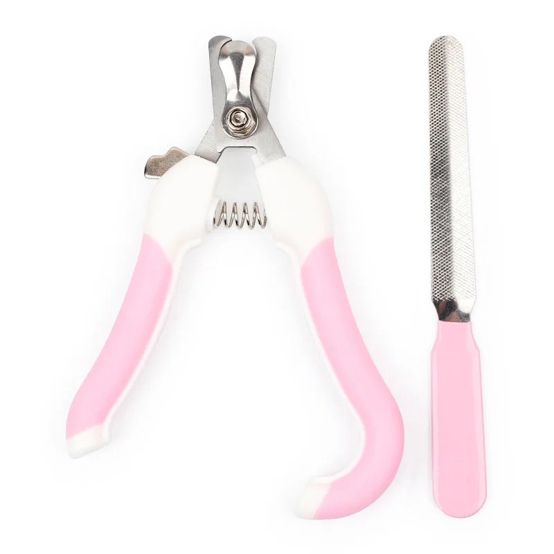 Профессиональные безопасные кусачки для ногтей для собак, ножницы для стрижки из нержавеющей стали - Цвет: Pink