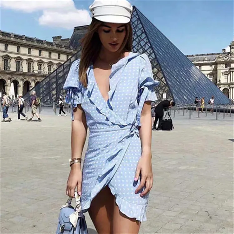 

Women's dress spring summer love print lace flounce dress