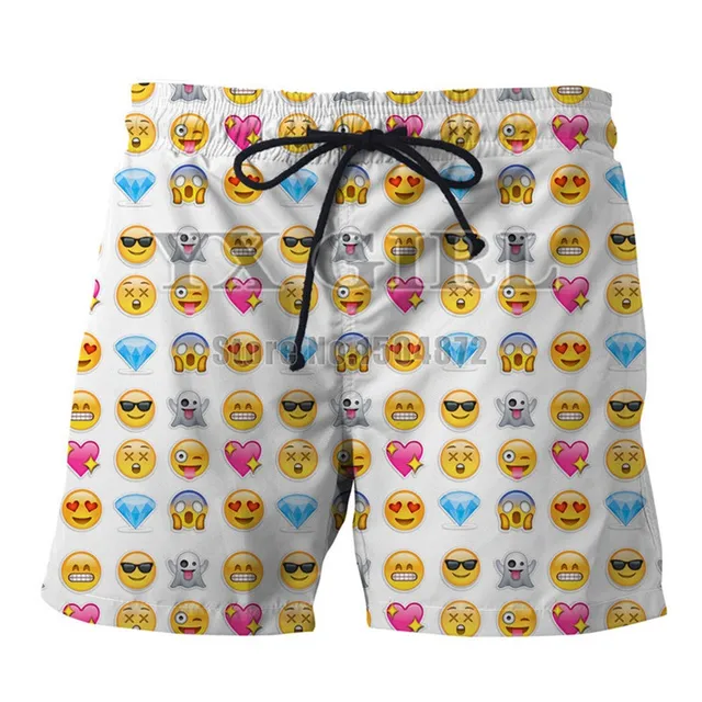 YX Girl 2018 Summer 3d Funny Emoji Printed Casual Shorts for Men ...