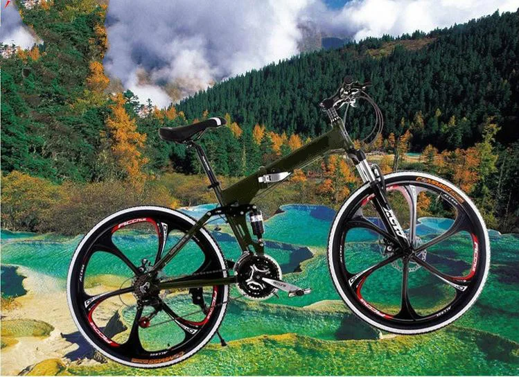 Clearance Kalosse Soft-tail frame  folding mountain bicycle   26*2.125 Tires  Hydraulic brakes  21/24/27/30speed , tyre dirt bike 2