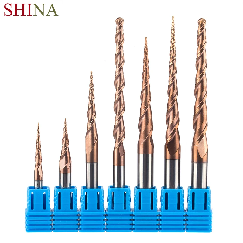 Buy SHINA 1PC HRC55 Tapered Ball Nose End Mill