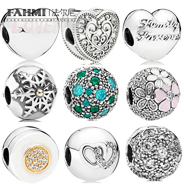 

FAHMI 100%925 Sterling Silver Star Snowflake Safety Clip Simple Heart Shape Daisy Safety Clip DIY Bracelet Glamour Women Jewelry