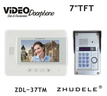 

ZHUDELE Wholesale Home 7" LCD Monitor Speakerphone Intercom Color Video Door Phone Metal IR Camera with Password&ID Card Unlock