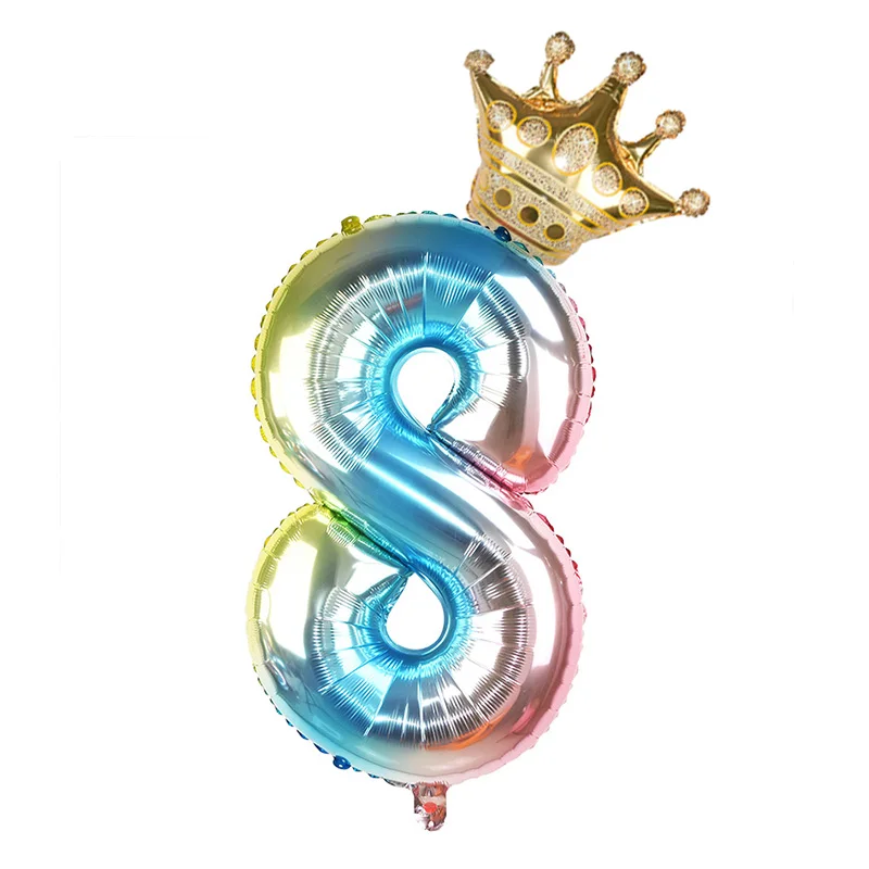1 шт. градиентные надувные шары из алюминиевой фольги номер 0-9 Globo День рождения Юбилей вечерние украшения детские фигурки Корона воздушный шар поставки - Цвет: 8