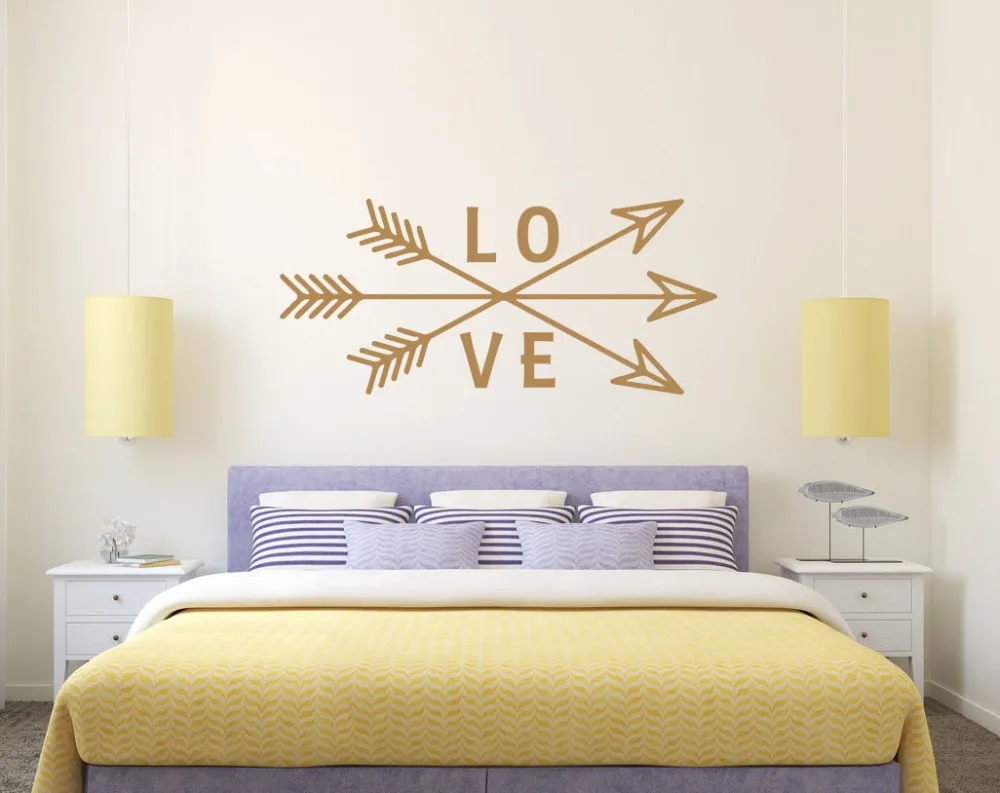 

Removable Love Arrow Wall Decal Vinyl Sticker Decals Art Home Decor Mural Arrows Feather Fashion Bohemian Bedroom Mural M-186