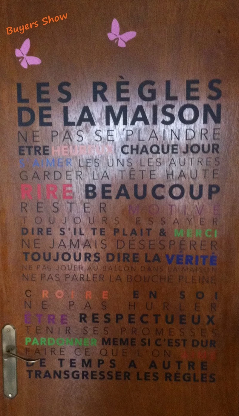 LES REGLES DE LA House настенные наклейки, красочные слова французские настенные художественные виниловые наклейки для la famille украшения гостиной
