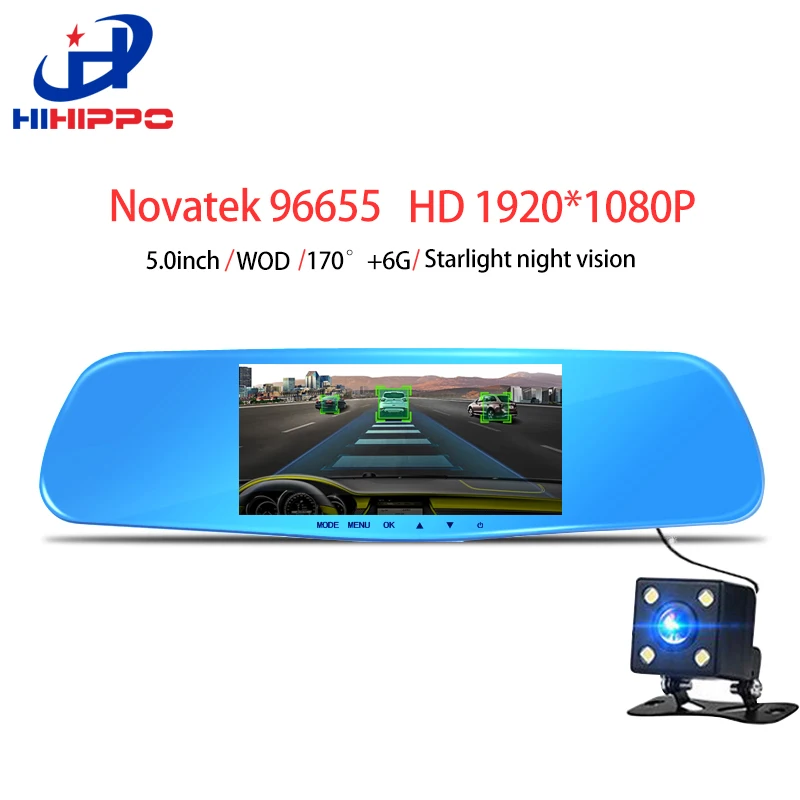 HIHIPPO car dvr mirror dash font b camera b font Novatek 96655 dush cam video recorder