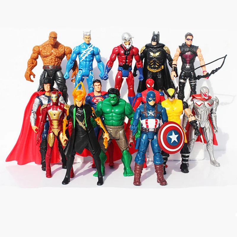 

14pcs/set The Avengers 2 Age Of Ultron Hulk Hawkeye Captain America Thor Batman Spider Man Action Figure Toys Gifts Brinquedos