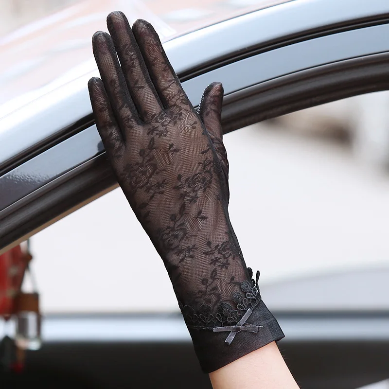 

1pair Summer Women Gloves Car Driving Anti-UV Non-clip Lengthen Gloves Hand Protection Auto Drive Retro Thin Touchable Screen