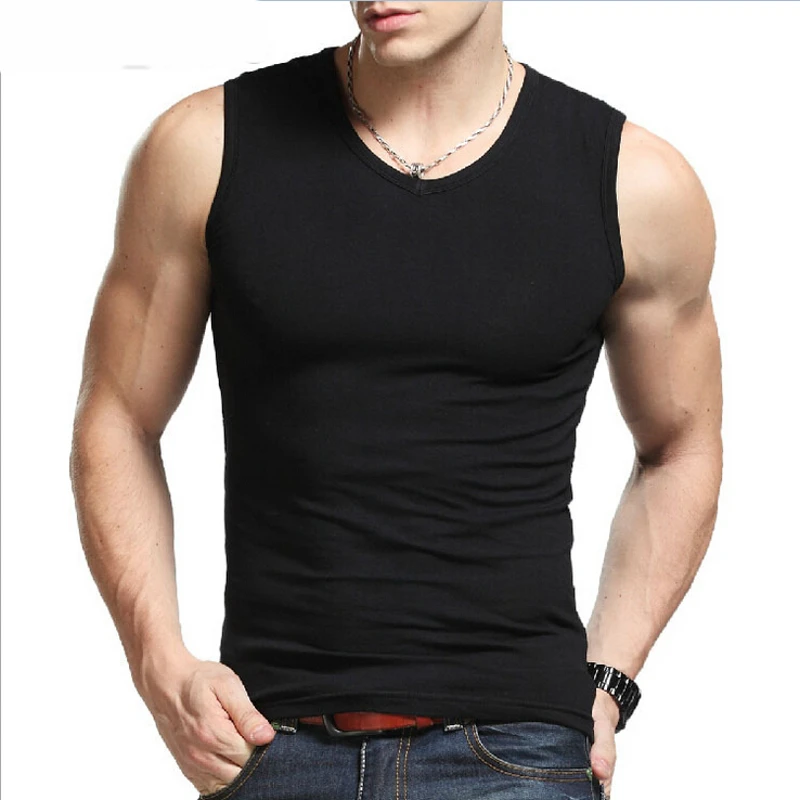 Brand super cotton soft stretchable v neck sleeveless tank top for men