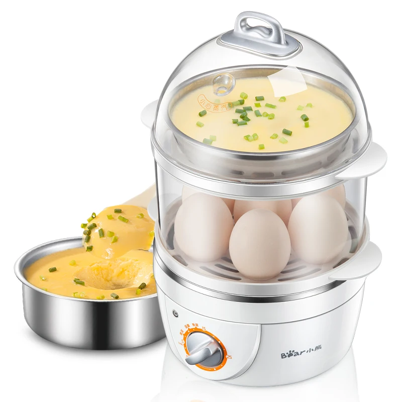 

Double layer egg cooker automatic power off mini steamed egg machine steam Egg Custard machine hot milk timing stainless steel