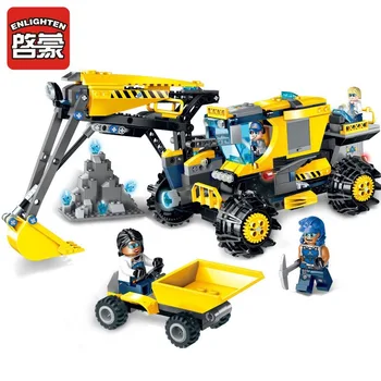 

Enlighten Construction Engineering Building Block Technic Kyanite Squad Excavator 4 Figure 457pcs Educational Bricks Toy Gift