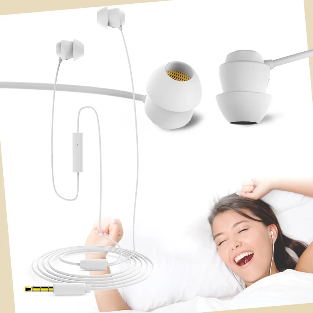 

2019 Anti Noise Sleep Earphone Soft In-Ear Headphone Headset Silicone Earbuds Mic