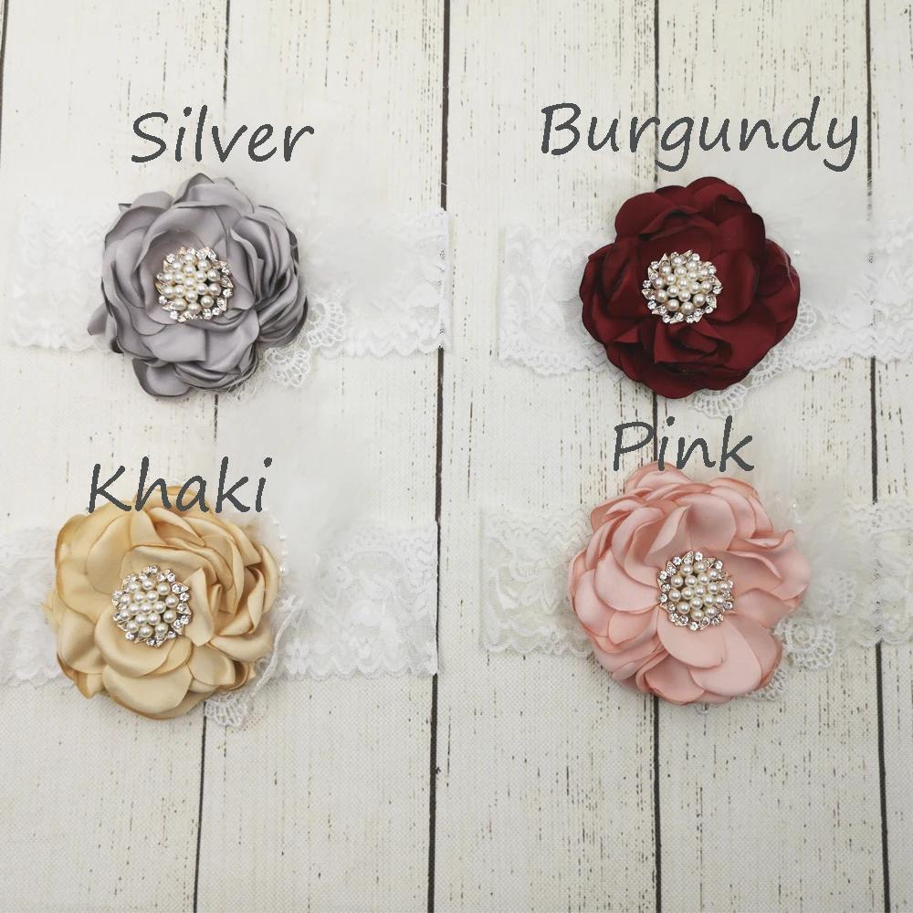 

12pcs/lot 4Colors Burned Edge Flower Matching Sparking Rhinestone Lace Headband Vintage Baby Girls Hair Accessory Kidocheese