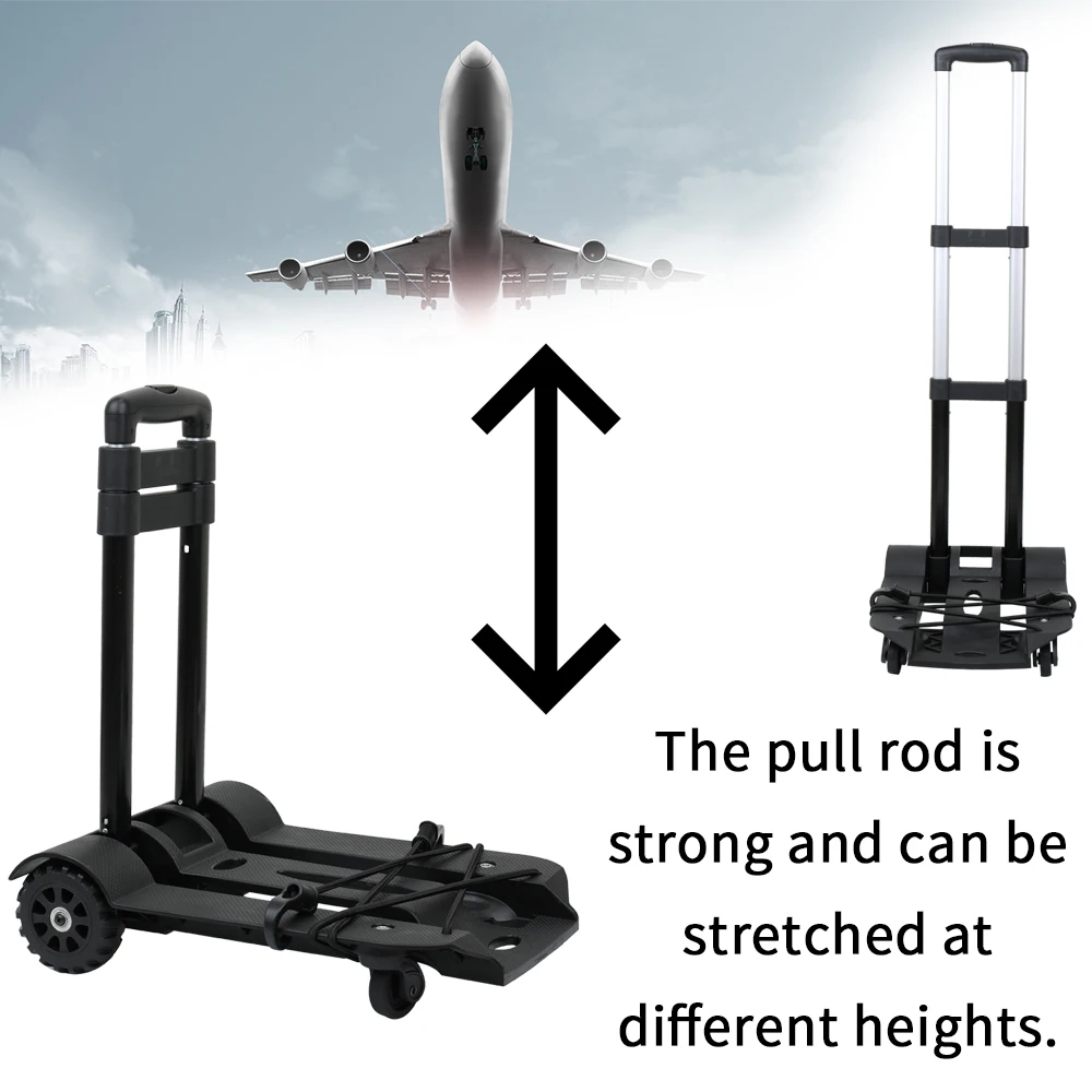 

Portable Foldable Luggage Shopping Travel Cart Flatbed Trailer Trolley Barrow with Two Universal Wheels and Two Truck Wheels
