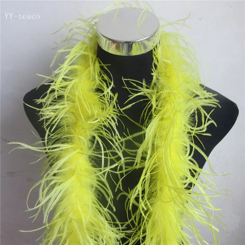 Beautiful 10 m 5 strip natural Ostrich Feathers Boa Quality fluffy Costumes / Trim for Party / Costume / Shawl / Available - Color: yellow