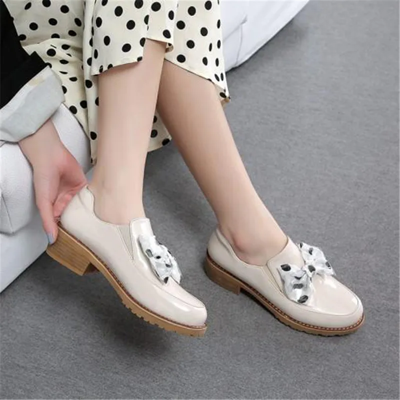 Patent Leather Women Loafers Sweet Wave Point Bow Oxford Shoes For Woman College Style Student Cute Slip On Ladies Lolita Shoes (10)