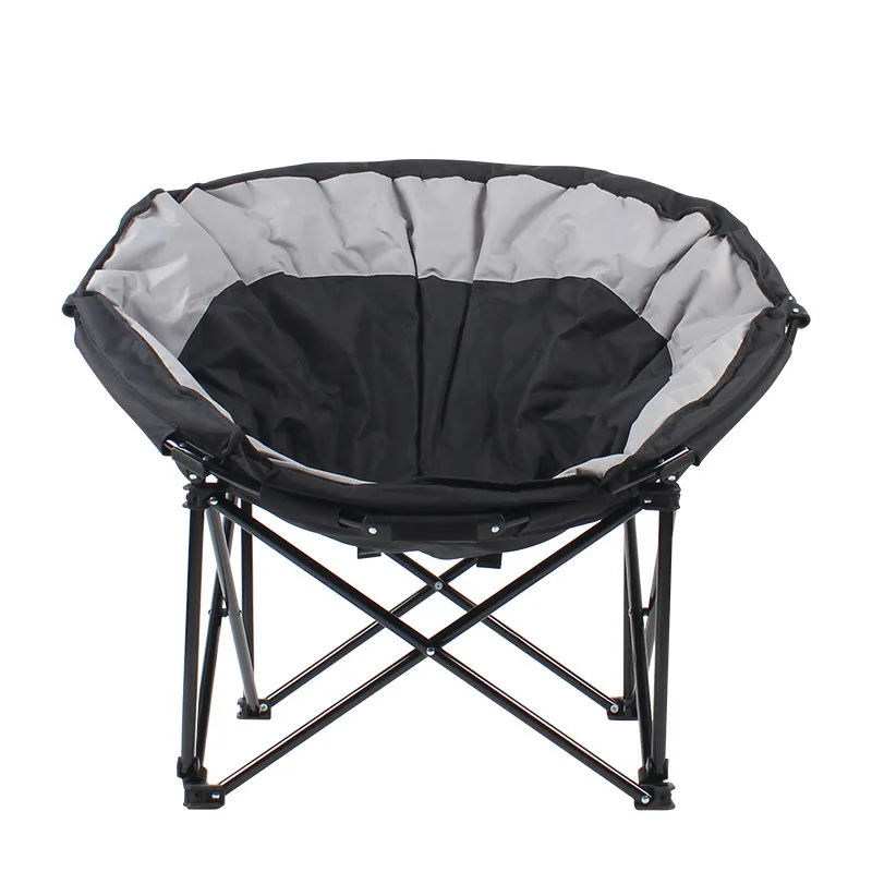 

Outdoor Foldable Black Portable Thickened Steel Pipe Fishing Chairs Leisure Breathable Beach Moon Chair For Camping Sketch Home