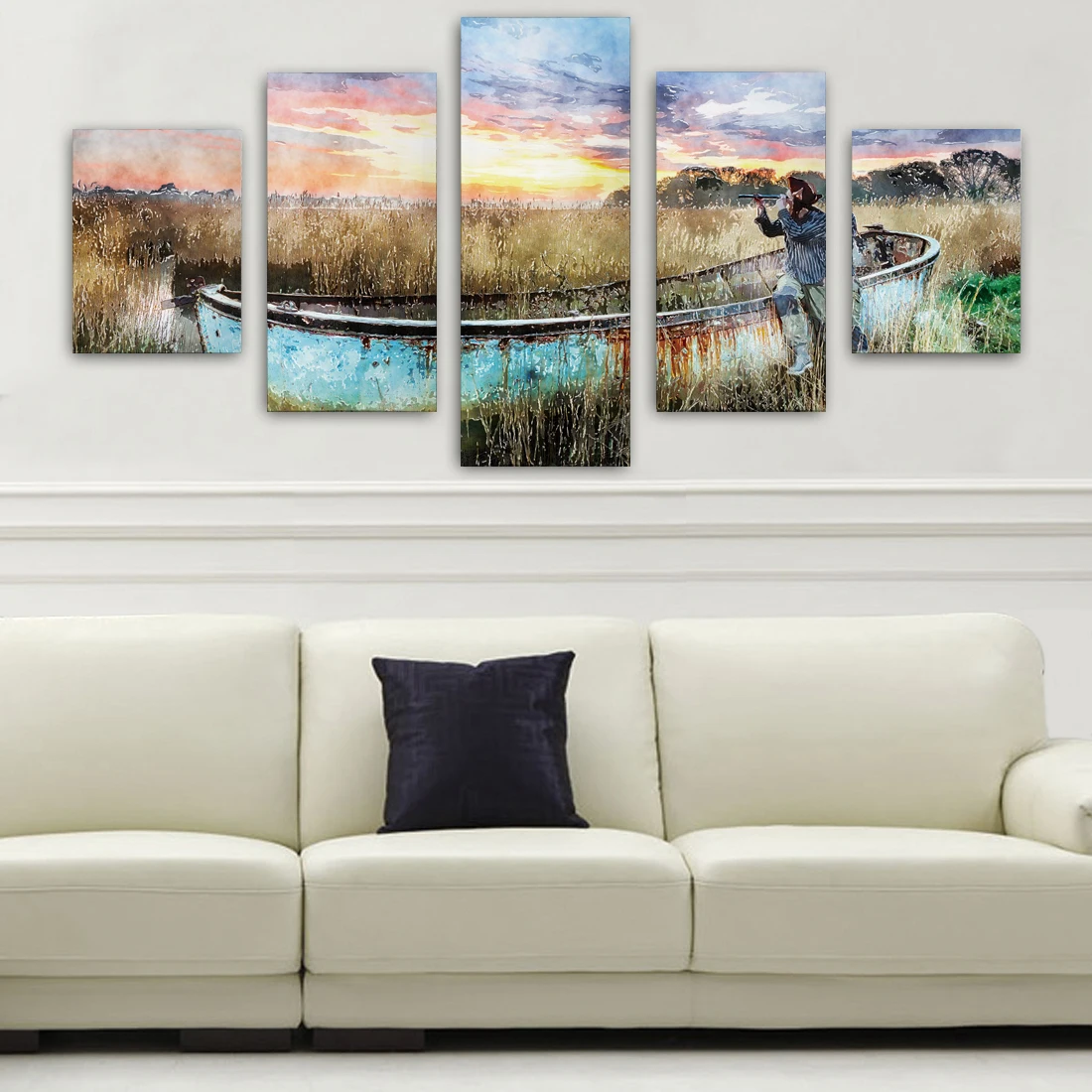 Colorful Scenic Art Canvas Painting Unframed 5 Piece Large HD Beautiful