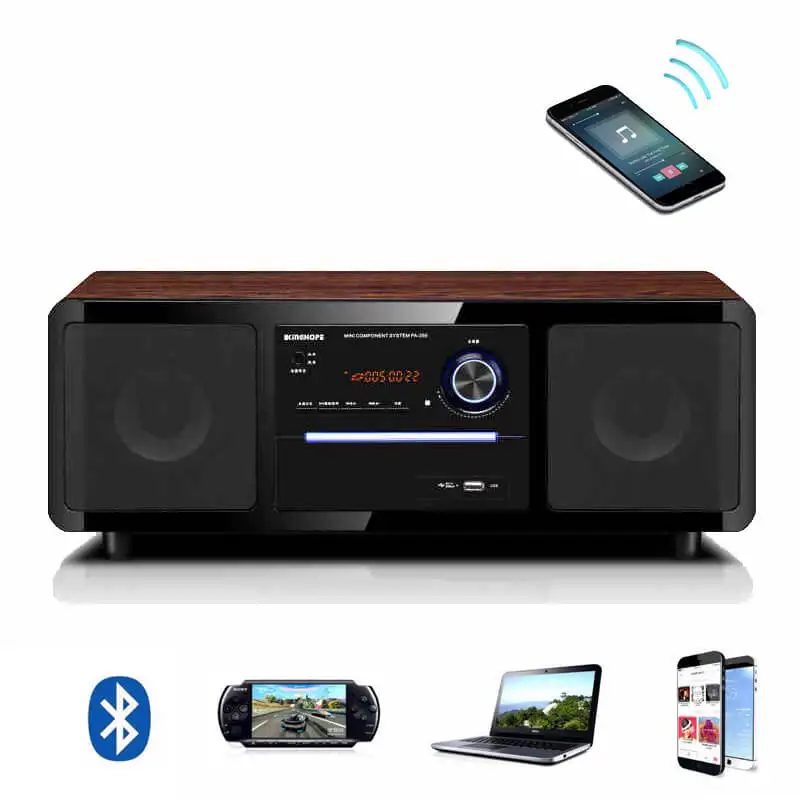 PA350 Home Theater Computer Multimedia Speakers One Machine Body Wooden Home Audio Karaok DVD Player font