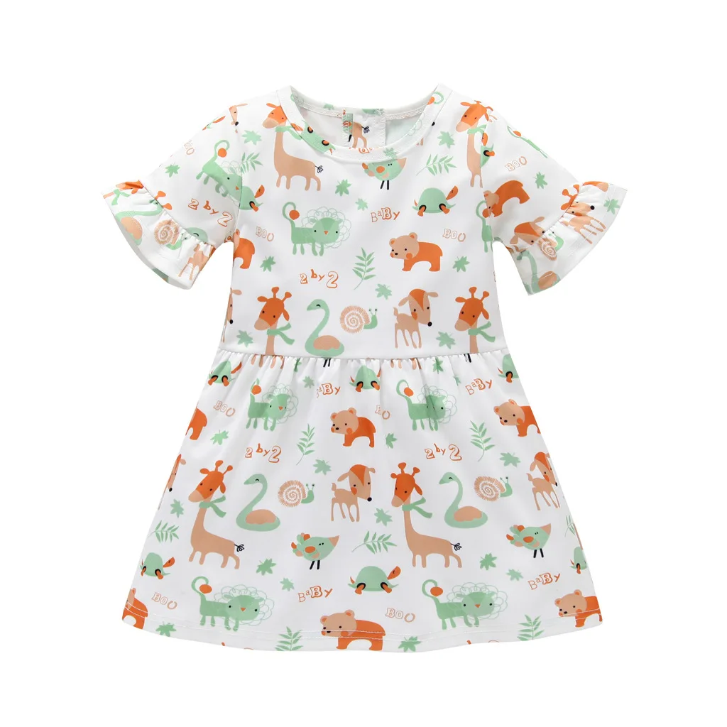 

2019 New Girl Dress Cartoon Kids Dress Summer Children Dress Girls Clothing