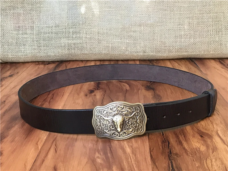 Cowboy Belt Bull Head Buckle Luxury Leather | Jewelry Addicts