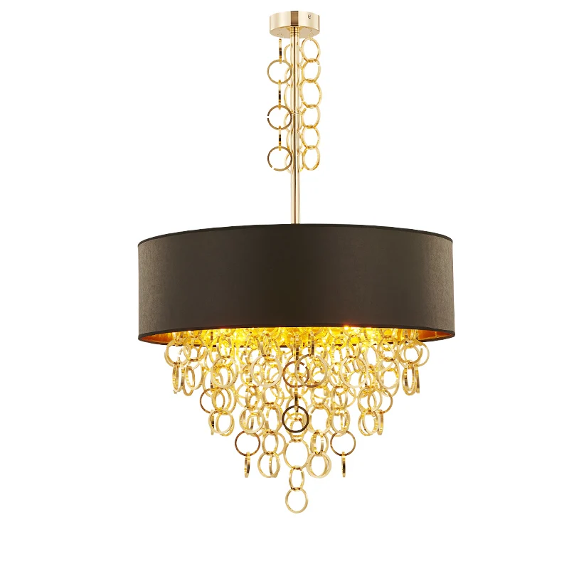 Круглое кольцо Fringed Ресторан огни Роскошный отель Гостиная золото Art Pendant lights
