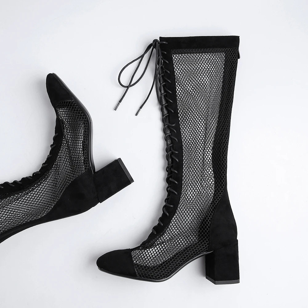 Женская обувь из сетчатого материала на шнуровке; ботильоны; летние ботинки с молнией сзади; Botas Mujer; фирменный дизайн; Botines; женская обувь; размеры 31, 32, 41, 42, 43